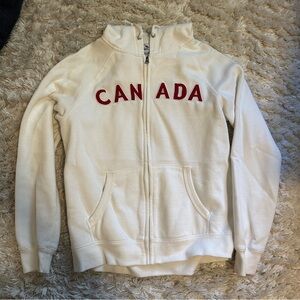 White Canada Zip-Up Hoodie